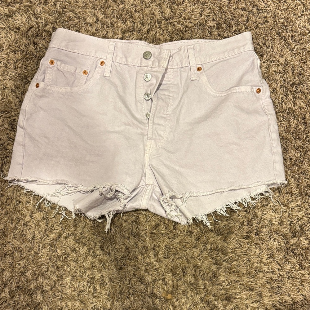 Levi's lavender Denim Frayed Cutoff Shorts